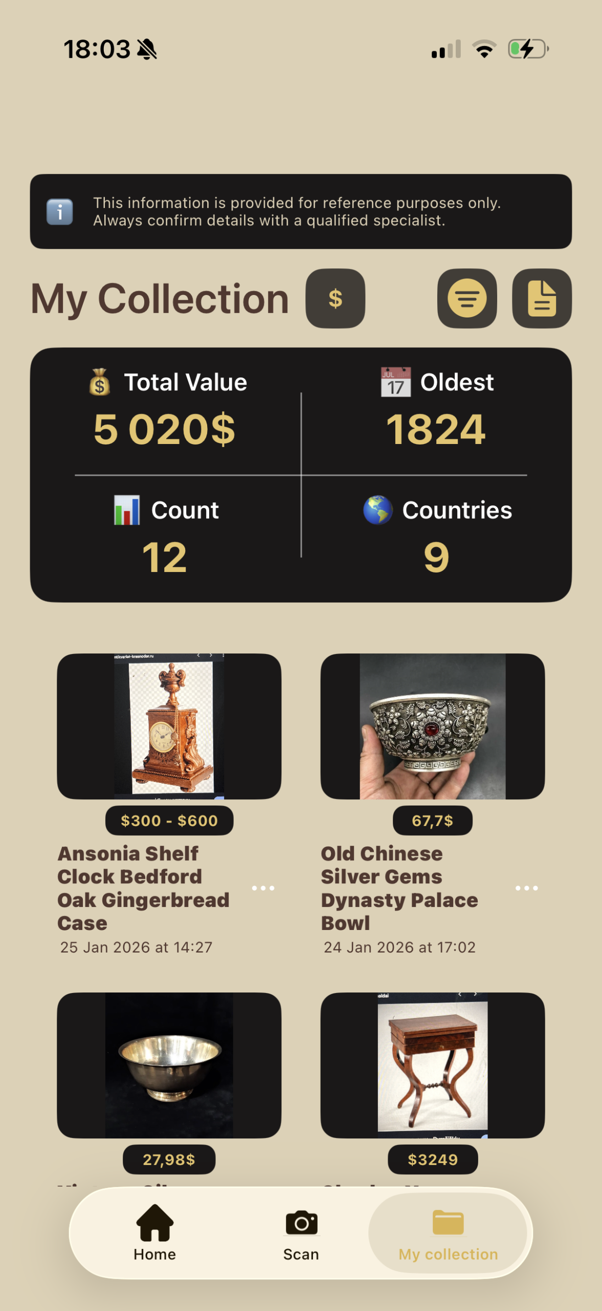 Antique collection manager