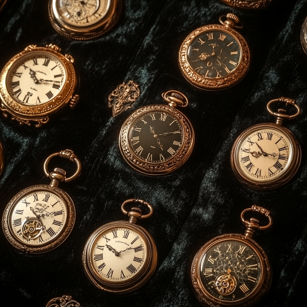 Collection of antique pocket watches with different values and price ranges