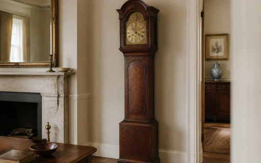 Antique grandfather clock in a historic interior setting
